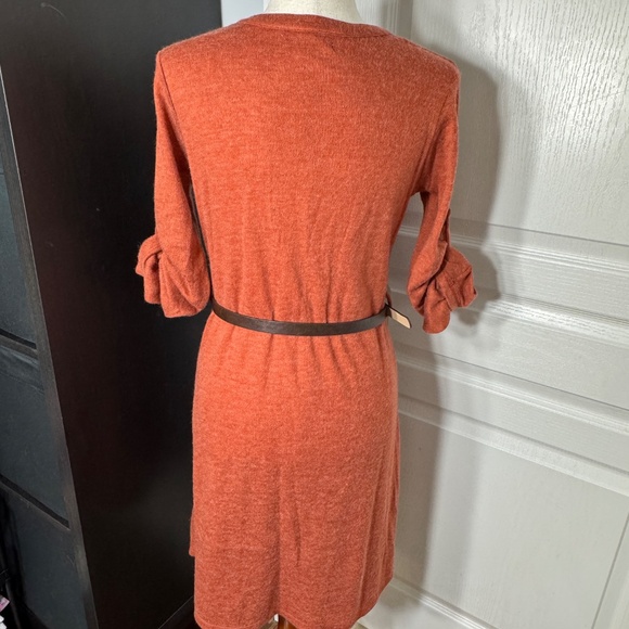 ModCloth Burnt Orange Button Down Winter Dress with Belt - Picture 2 of 4